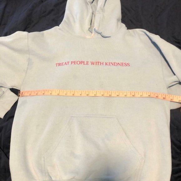 Harry Styles Treat People With Kindness Light Blue Hoodie with Pink Lettering - Picture 5 of 10